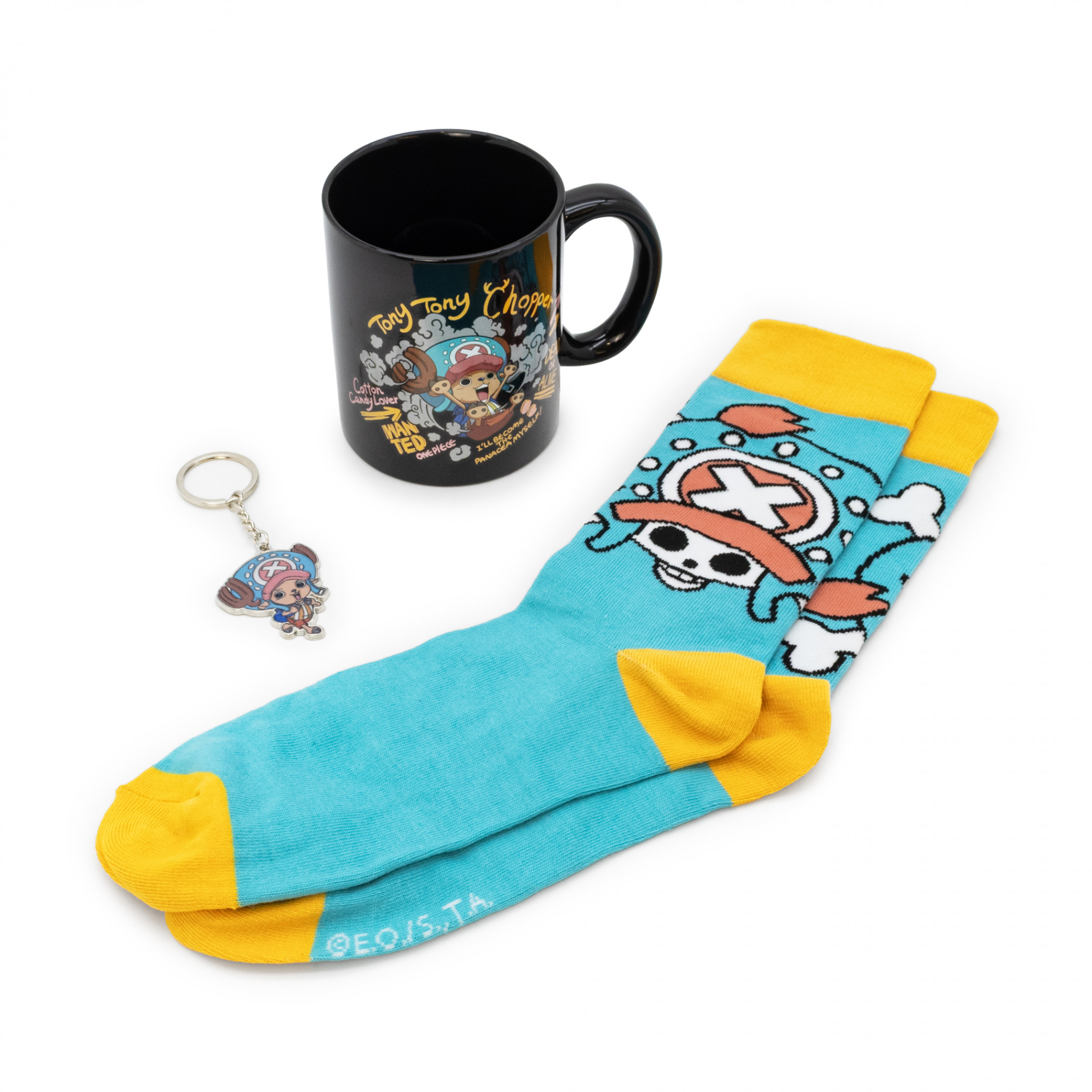 One Piece Wanted Dead or Alive Mug Sock and Key Chain Gift Set