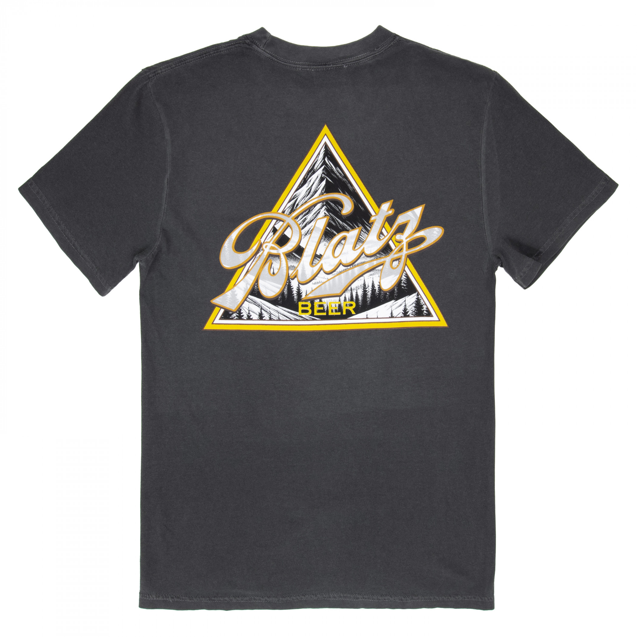 Blatz Triangle Mountain Logo Black Front and Back Print T-Shirt