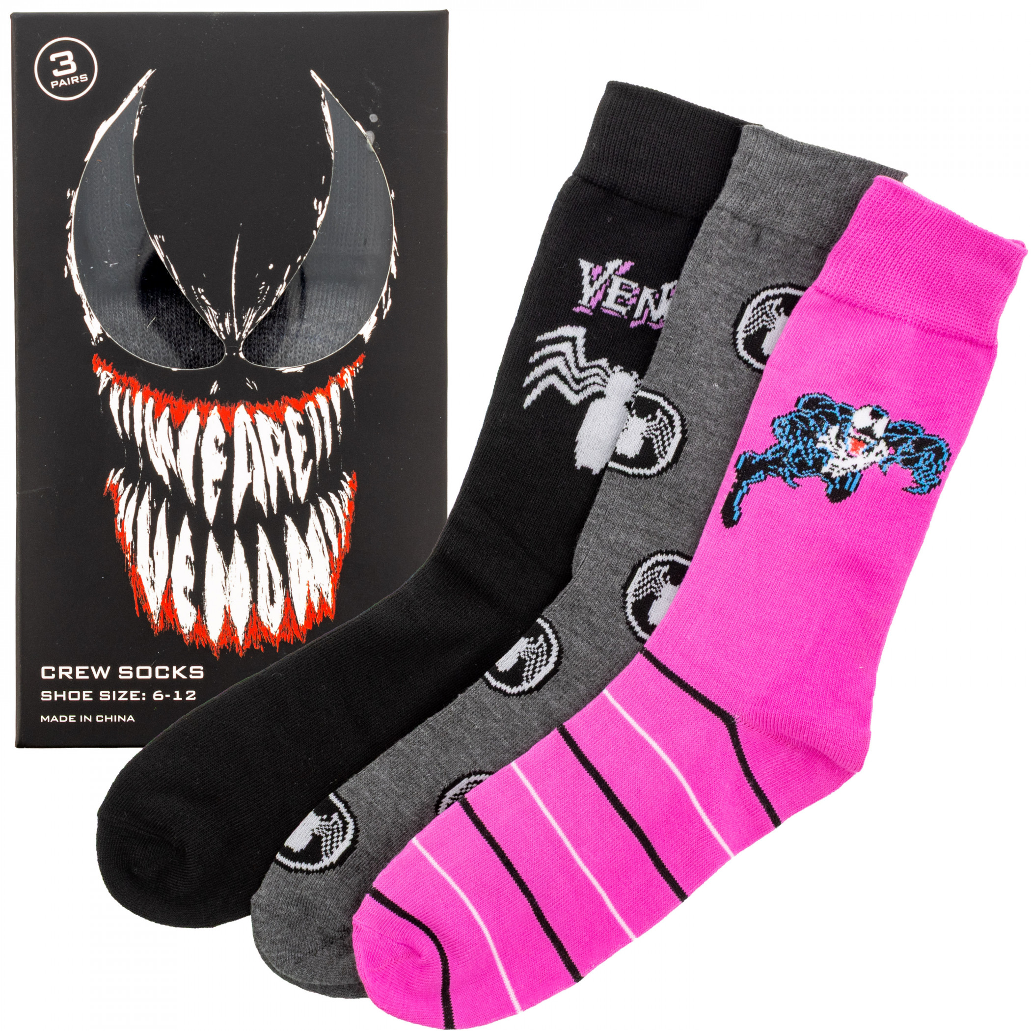 Venom - We are Venom 3-Pair Crew Socks Box Set - SuperHeroStuff