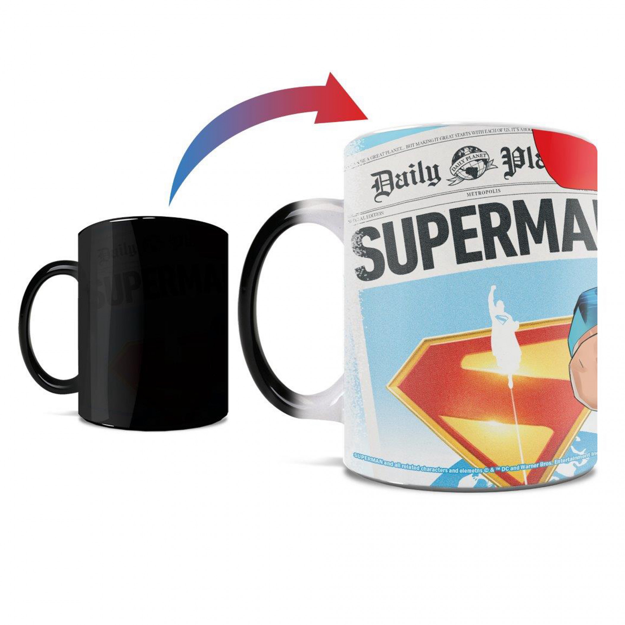 フライングスーパーマン オーバーサイズ コーヒー ダークブルーマグ Superman A Man Can Fly Morphing Mugs Heat Change Mug - SuperHeroStuff