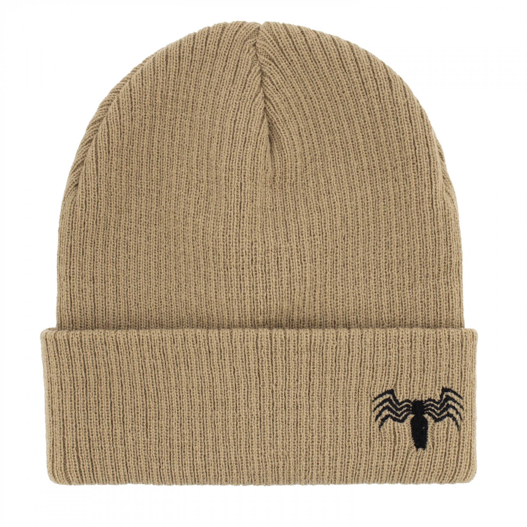 Spider-Man Black Spider on Beige Cuffed Beanie - SuperHeroStuff