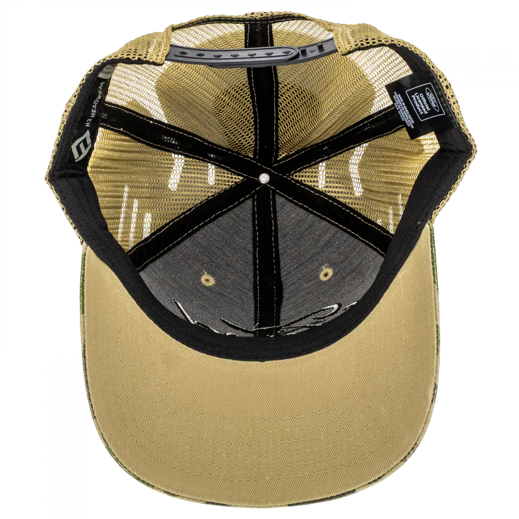 Real Life Walker Ford Embroidered Camo Strap-on Hat Cap Ford Oval TrueTimber Camo and Black Hat | Auto Gear Direct main image 2
