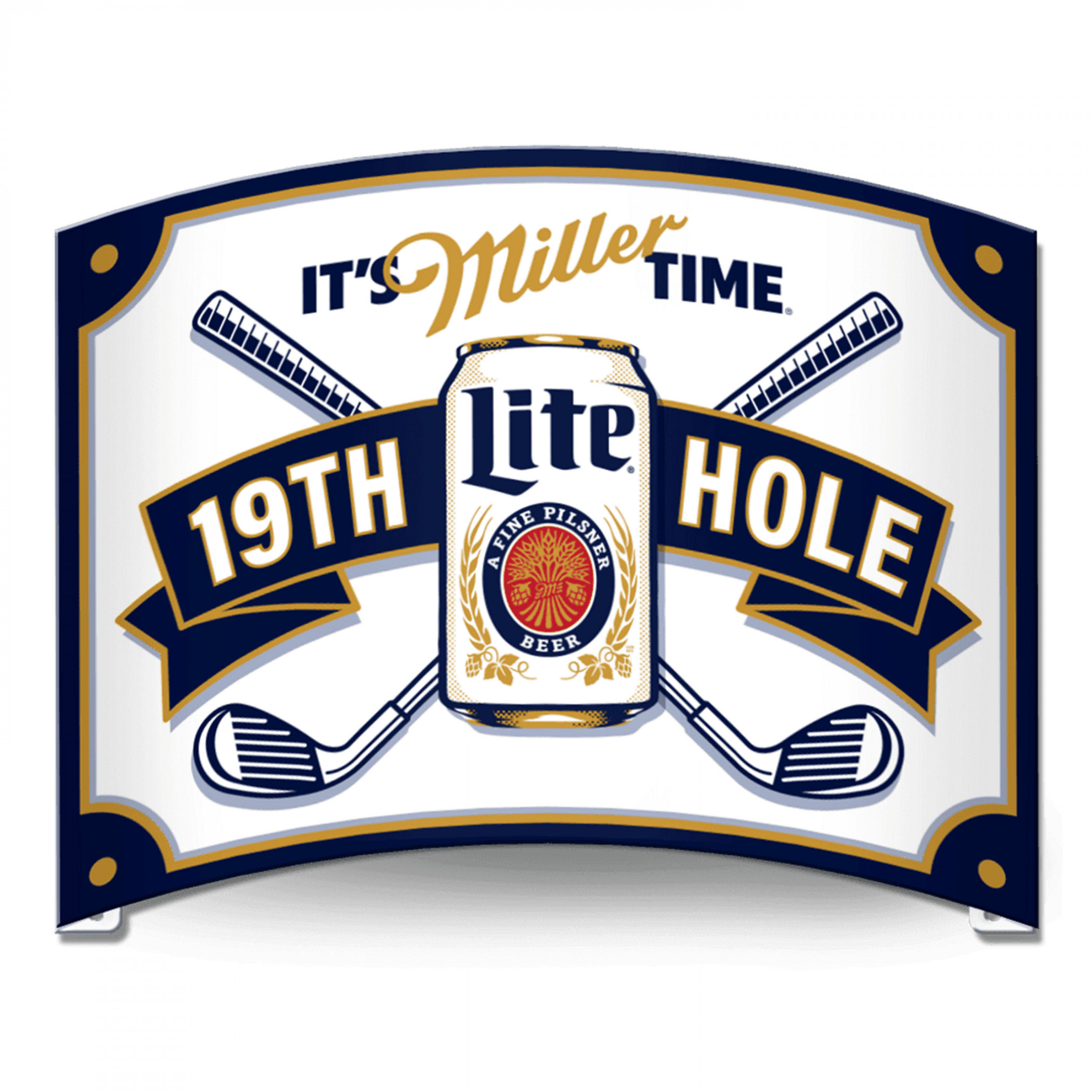 Miller Lite 19th Hole Curved Tin Sign - WearYourBeer