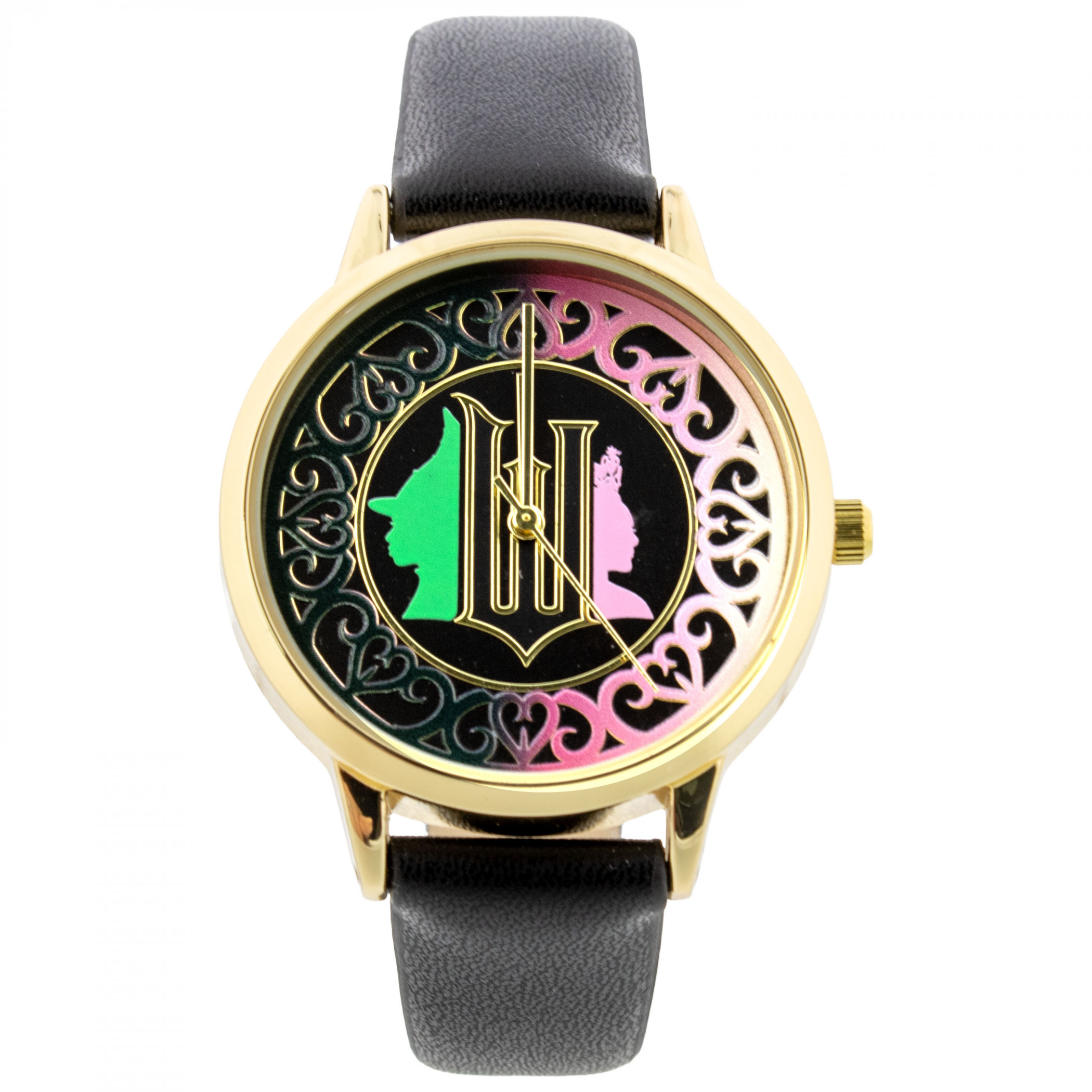 Wicked Analog Gold-Rimmed Face Watch with Black Straps