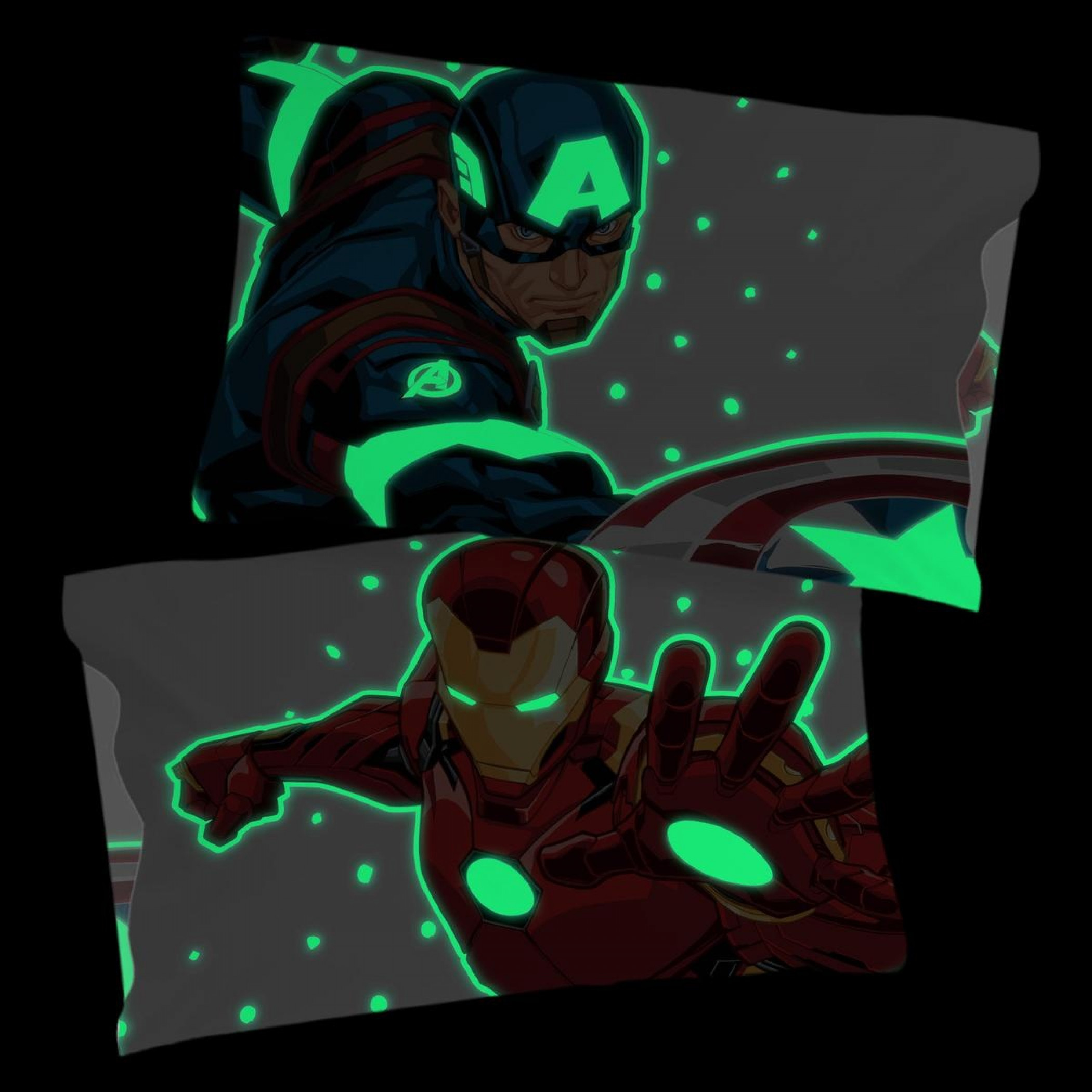 Iron Man & Capt. America Glow In The Dark Reversible Pillow Case 2-Pack