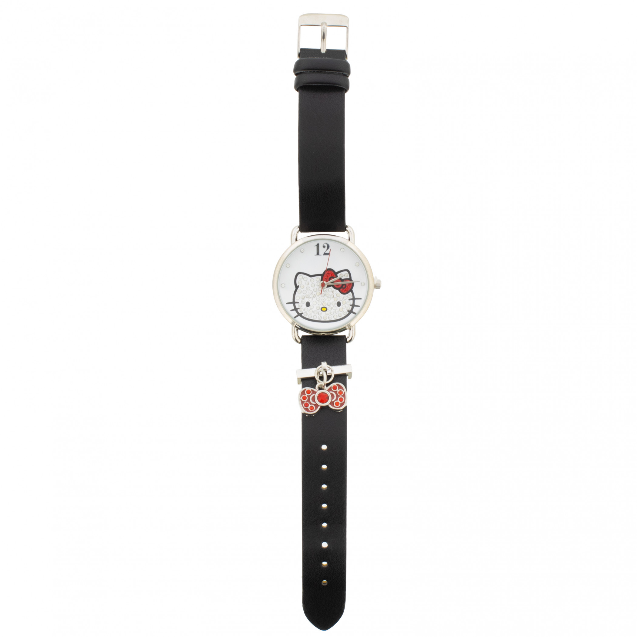 Hello Kitty Blinged Out Analog Wrist Watch with Black Band 