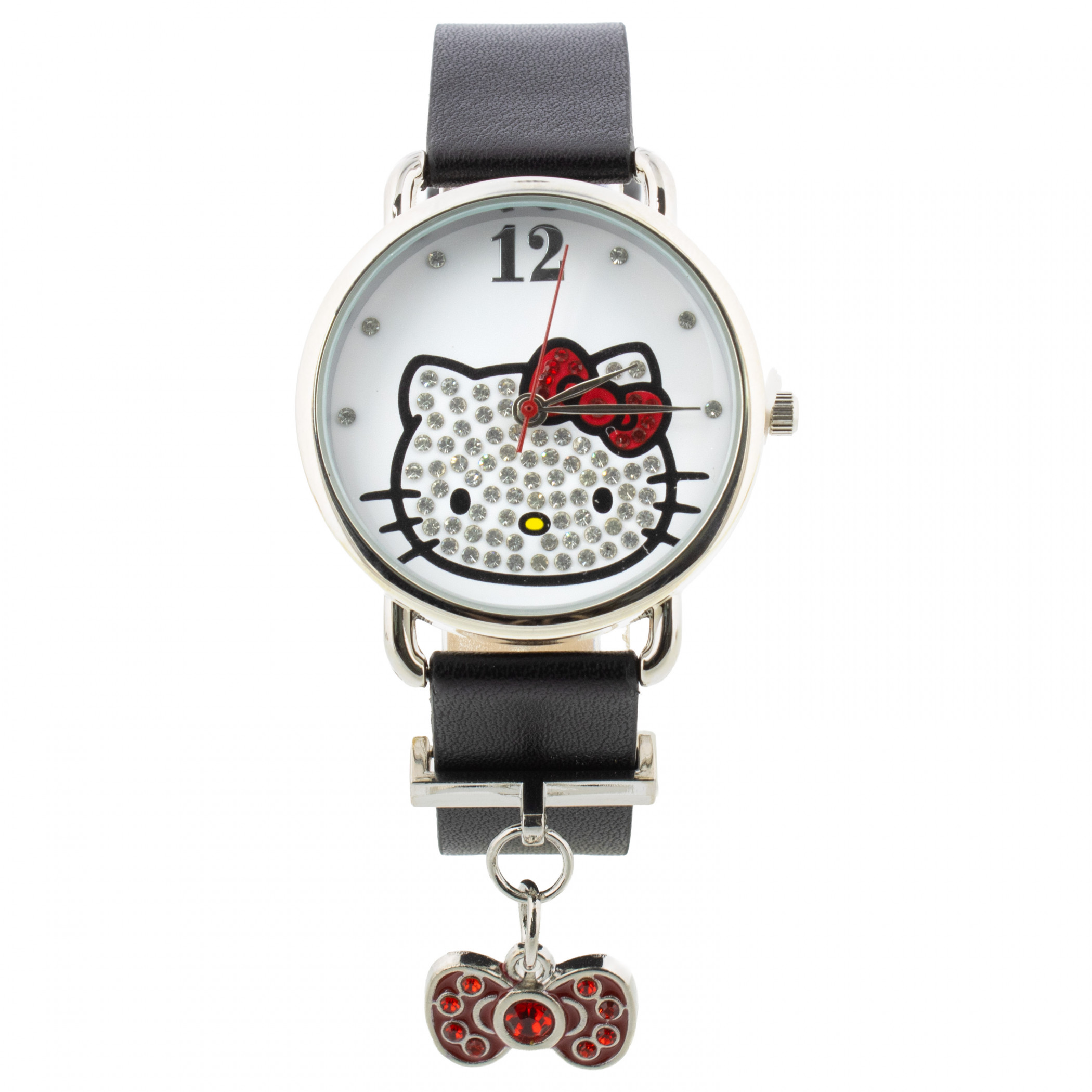 Hello Kitty Blinged Out Analog Wrist Watch with Black Band