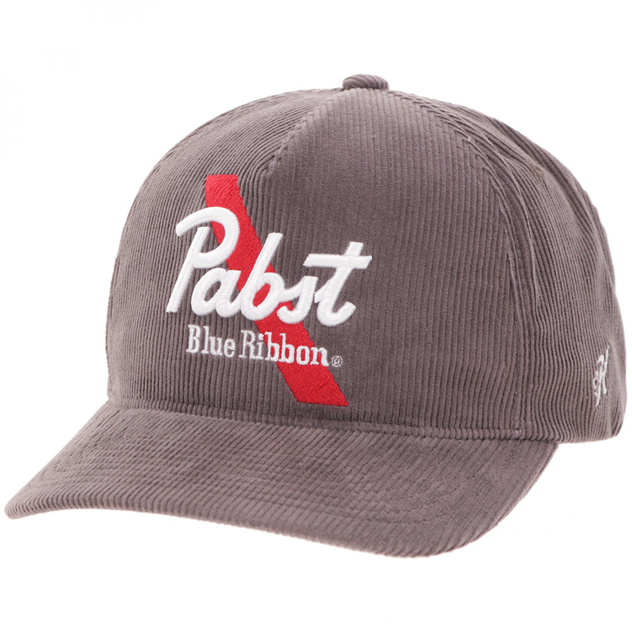 Pabst Blue Ribbon Grey Corduroy 5-Panel Trucker Hat - WearYourBeer