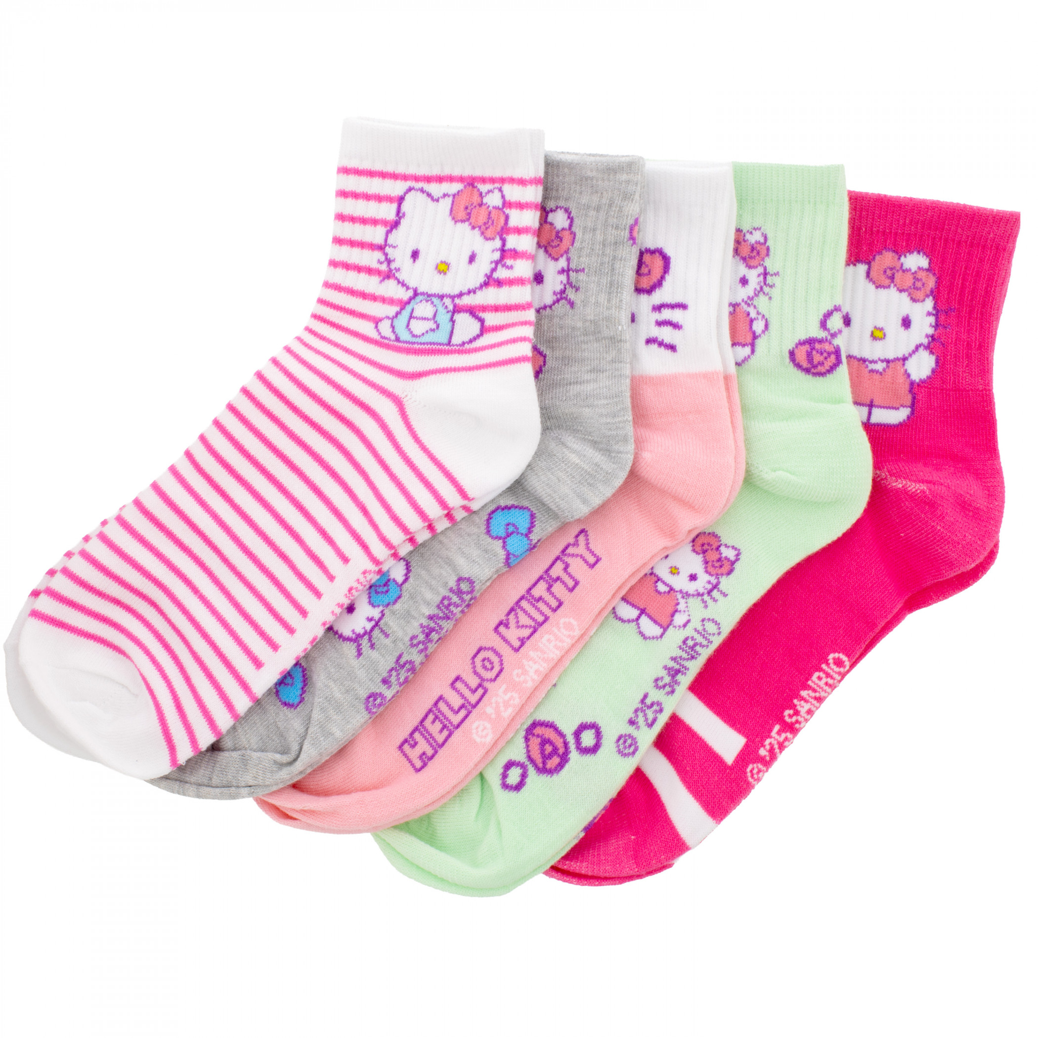 Hello Kitty Purple Assorted Quarter Socks, 5-pack - SuperHeroStuff