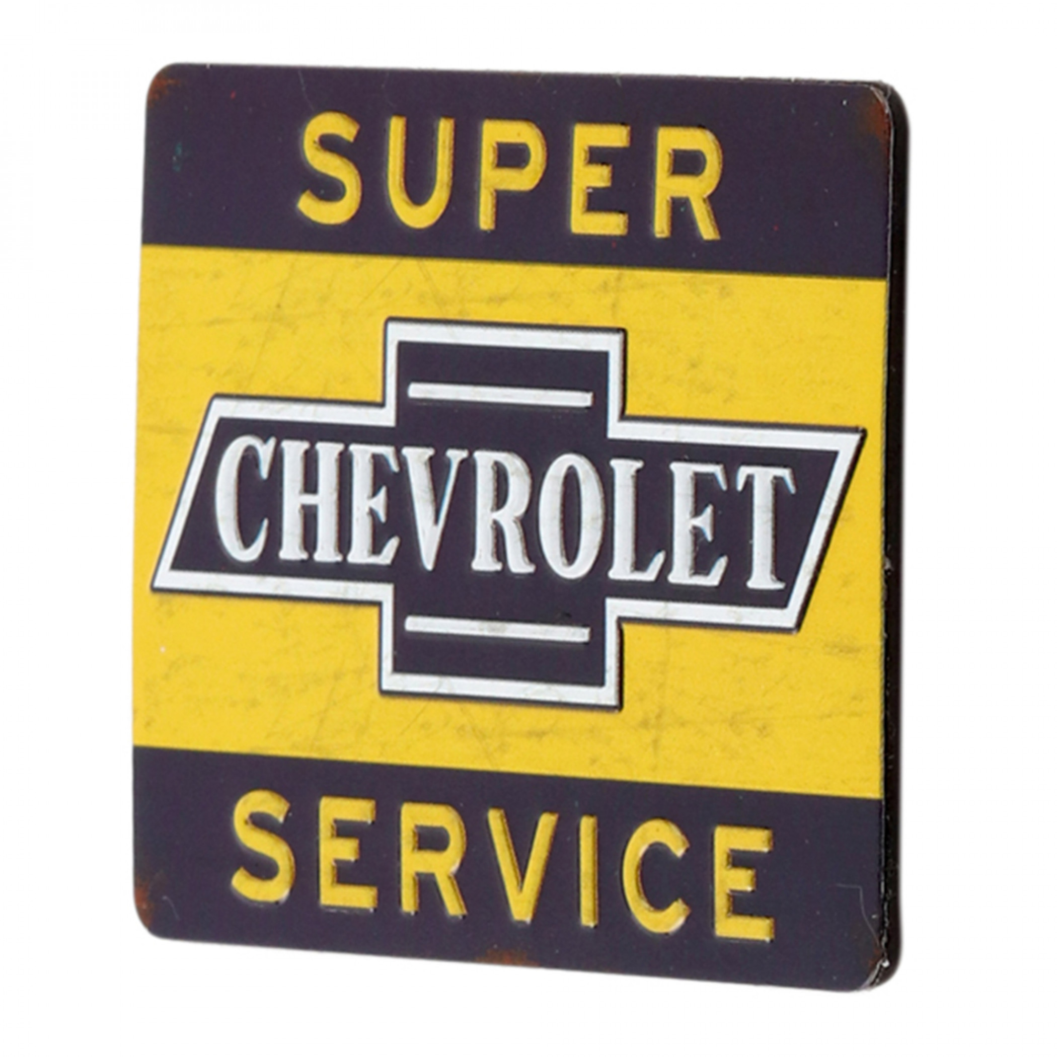 Chevrolet Super Service Rustic Sign Styled Embossed Tin Magnet