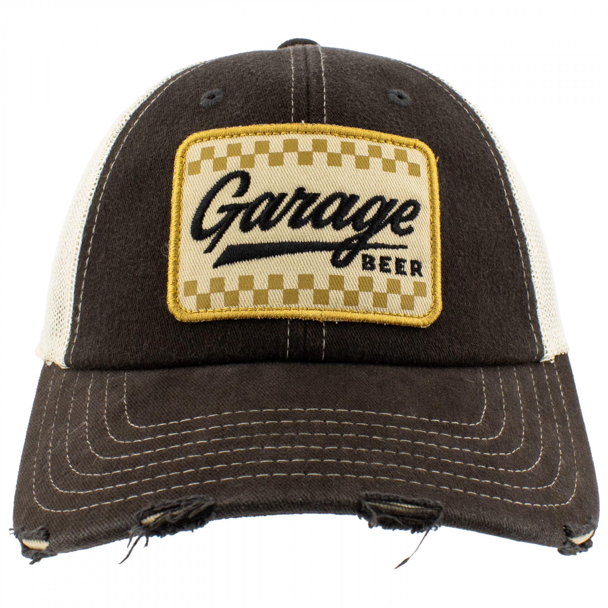 帽子 stone  HAT Garage Beer Distressed Orville Stone-Black Adjustable Hat