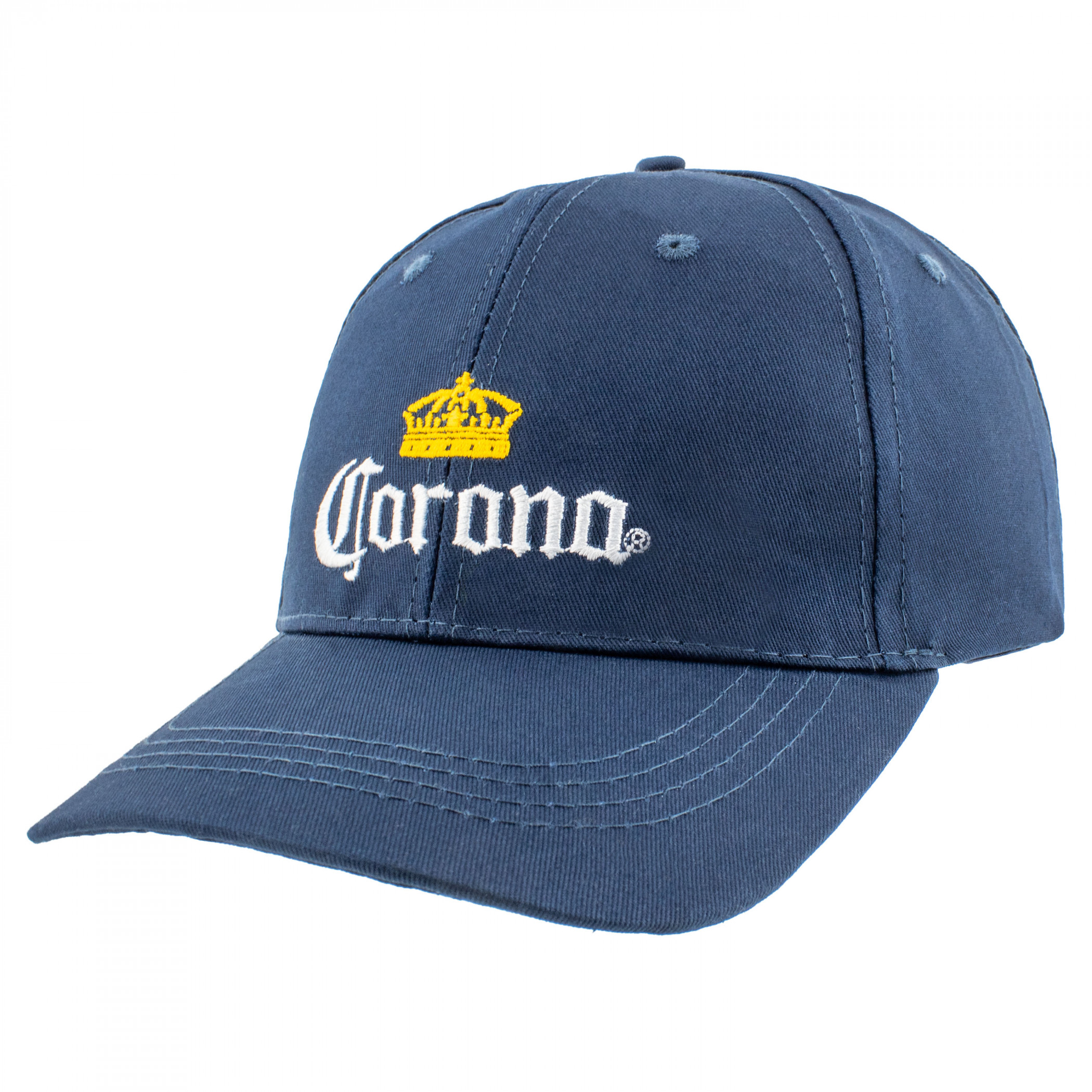 Corona Embroidered Logo on Navy Blue Twill Snapback Hat - WearYourBeer