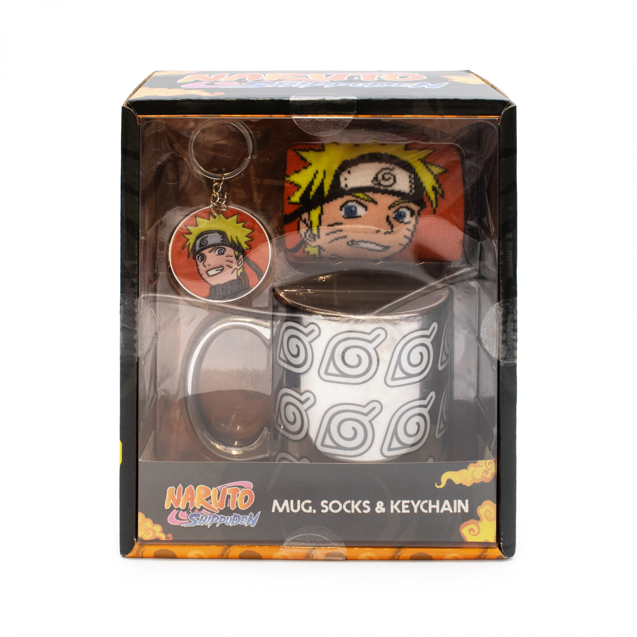 Naruto Uzumaki Mug Sock and Key Chain Gift Set, 16 oz