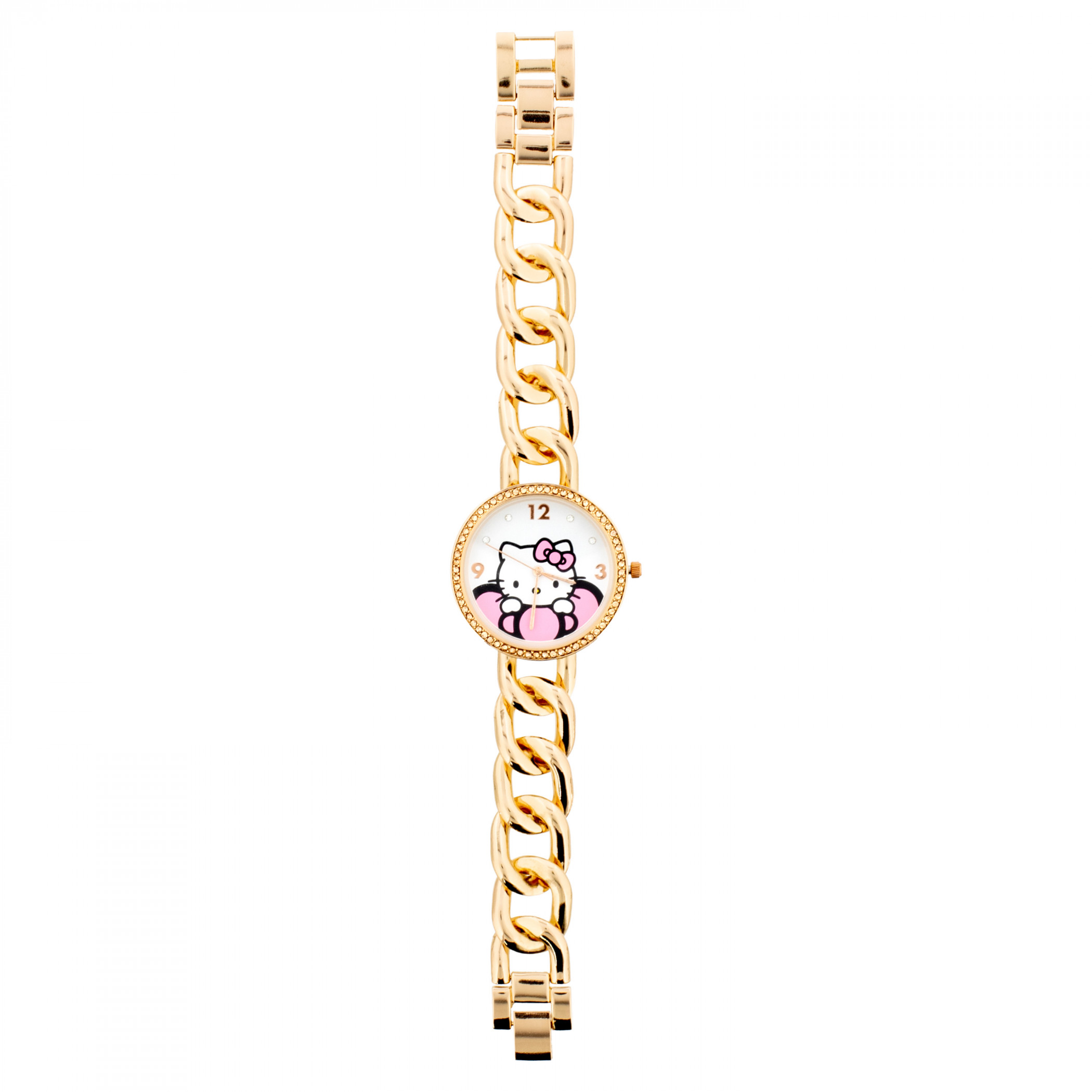 Hello Kitty pink strap gold trim pink charm watch with hello kitty logo face‎ hello kitty childhood fun time series watch  main image 2