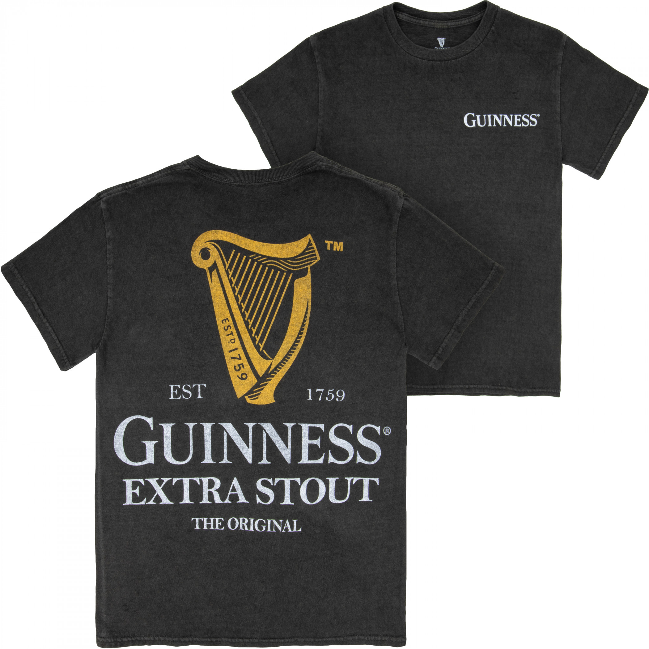 Guinness Extra Stout Harp Front & Back Print Black Pigment Dye