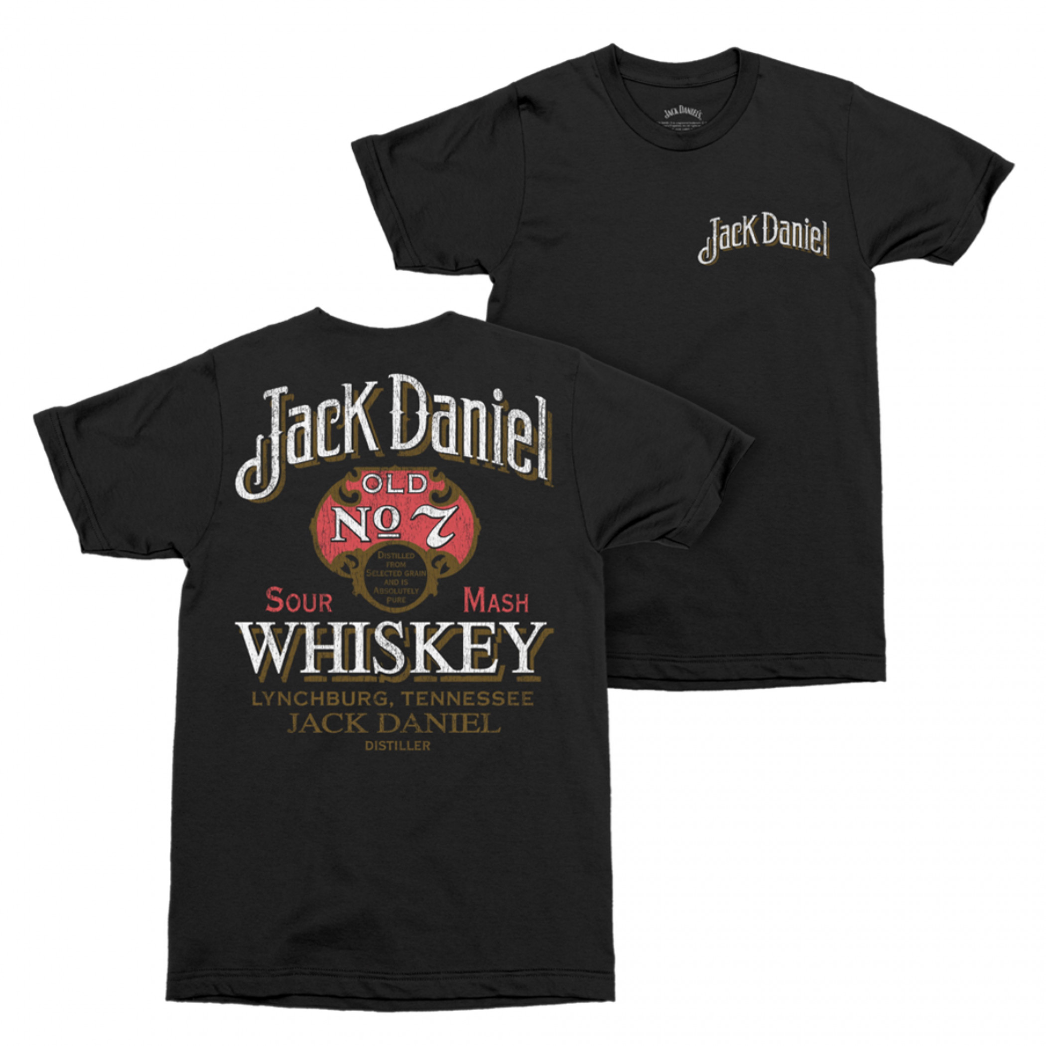 Jack Daniels Vintage Old No. 7 Label Distressed Front & Back Print