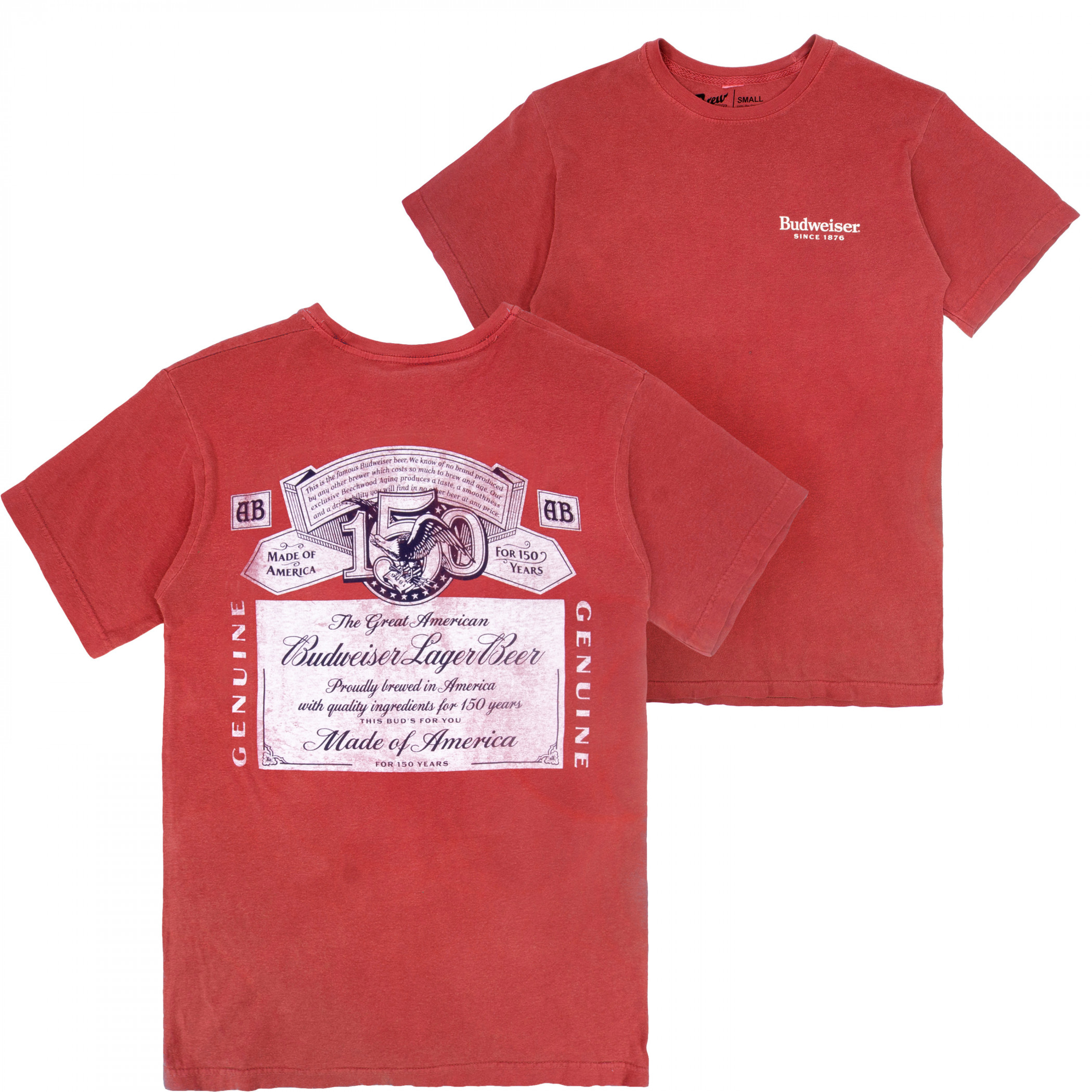 Budweiser 150 Years Label Red Premium Mineral Wash Front & Back