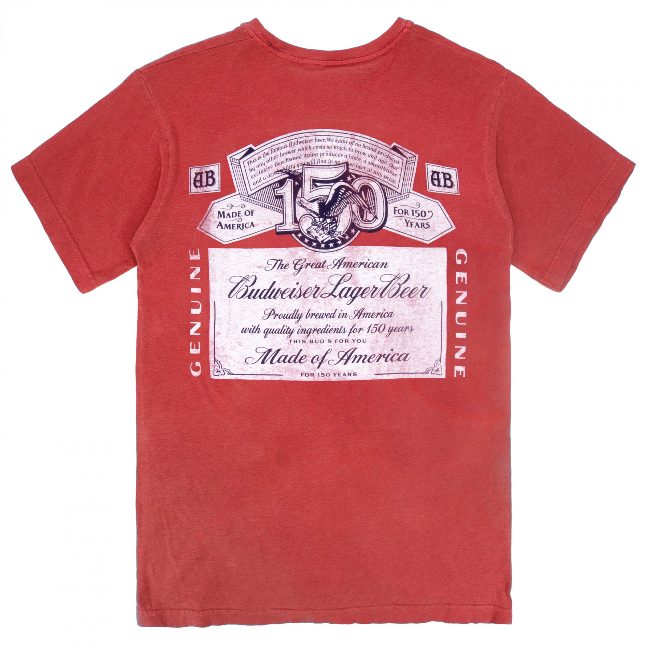 Budweiser 150 Years Label Red Premium Mineral Wash Front & Back