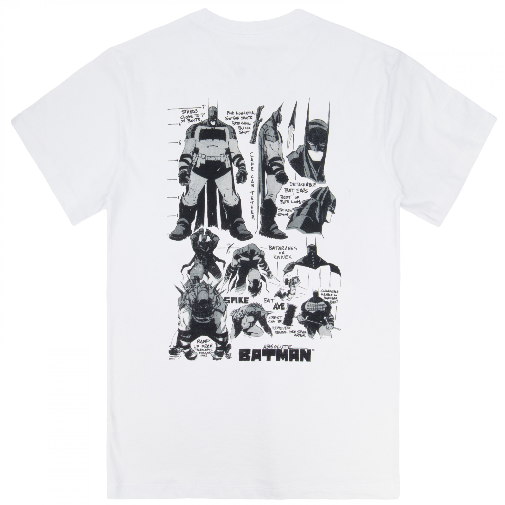 Absolute Batman Sketch Front and Back Print T-Shirt - SuperHeroStuff