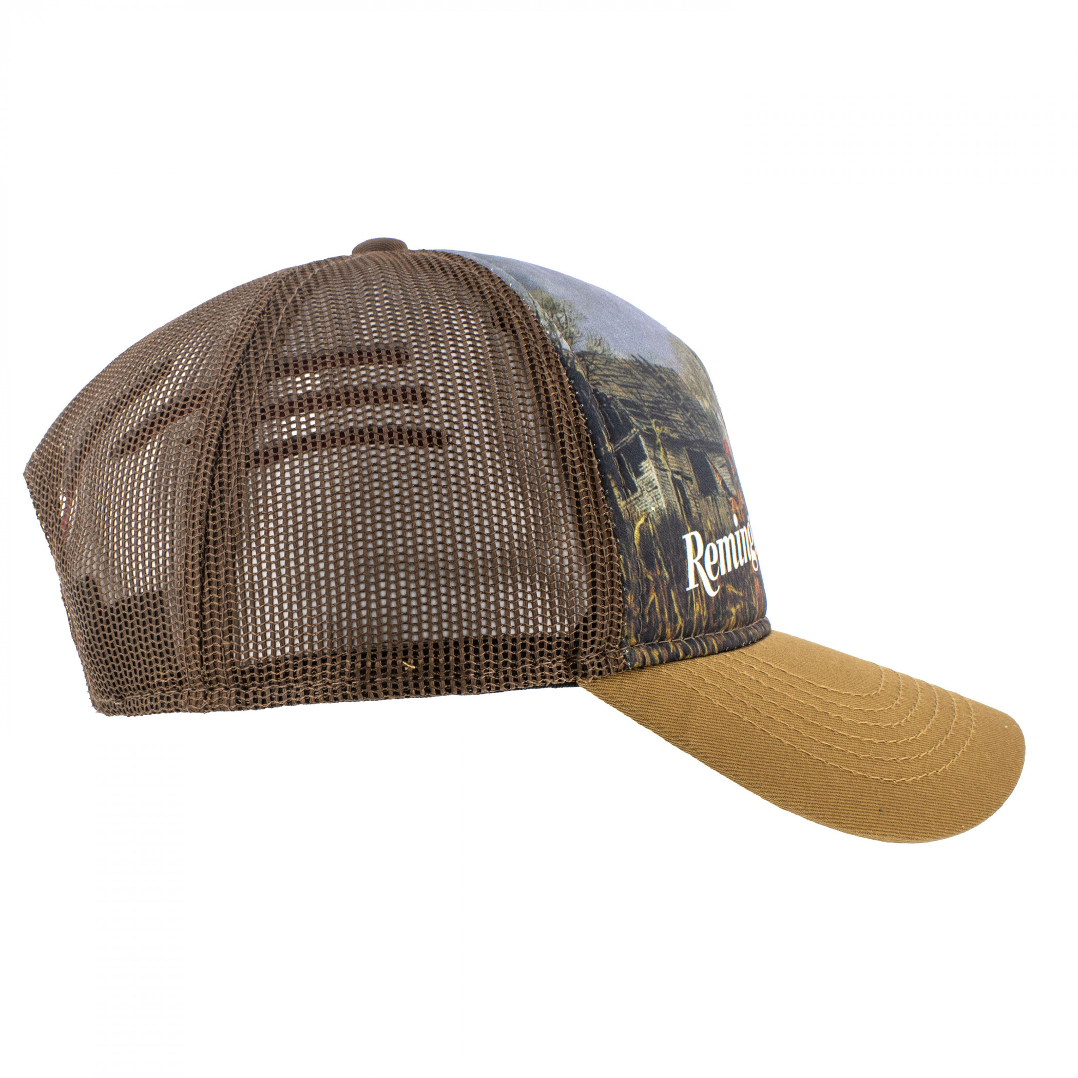 Remington Stone Brown Mesh Trucker Hat with Cream Label Remington Trucker Hat Black – Hemlock Hat Co main image 2