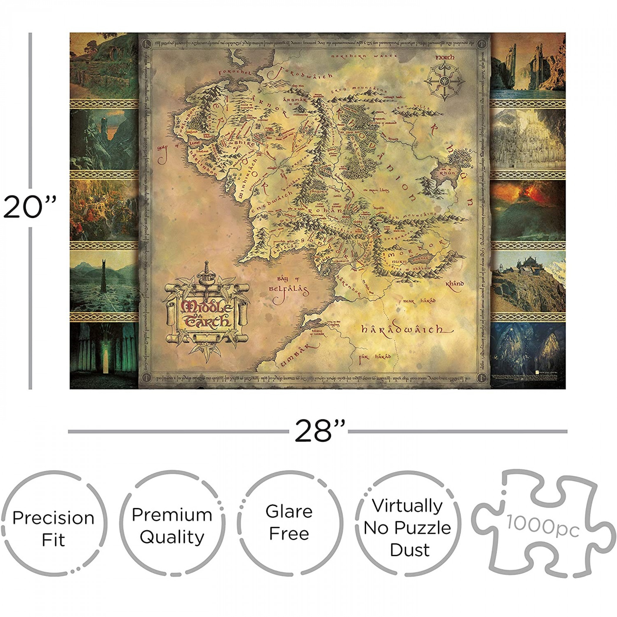 Lord of the Rings Middle Earth Map 1000 Piece Jigsaw Puzzle