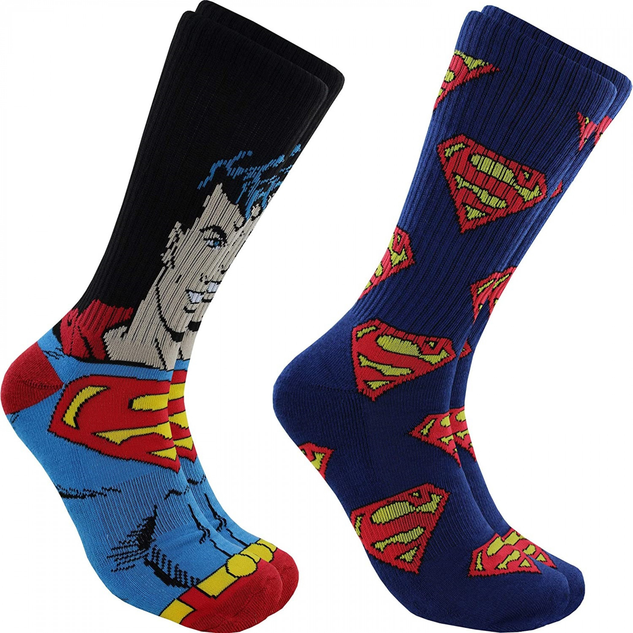 Superman Character and Symbols 2-Pair Pack Athletic of Socks