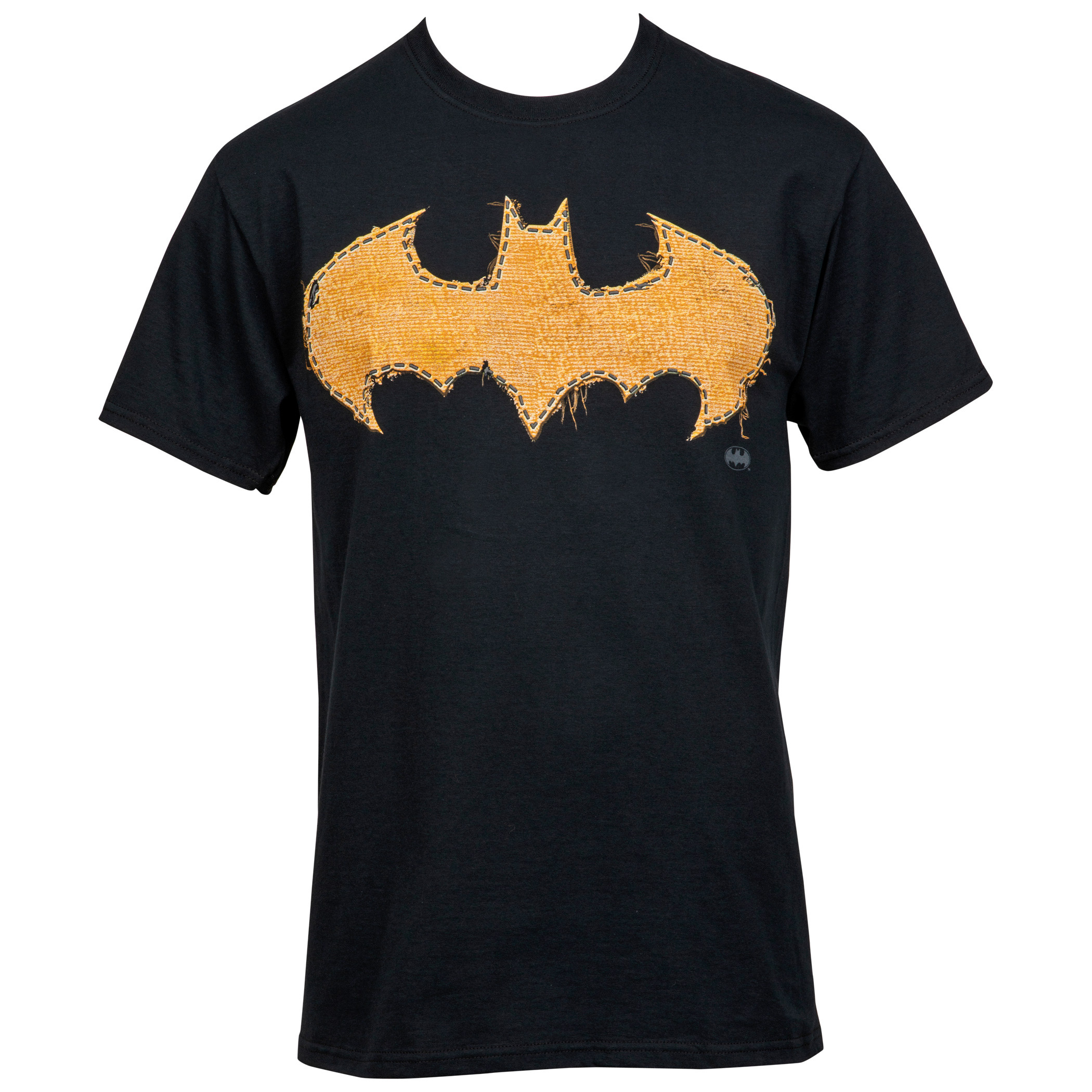 Batman Frayed Yellow Stitch Logo T-Shirt