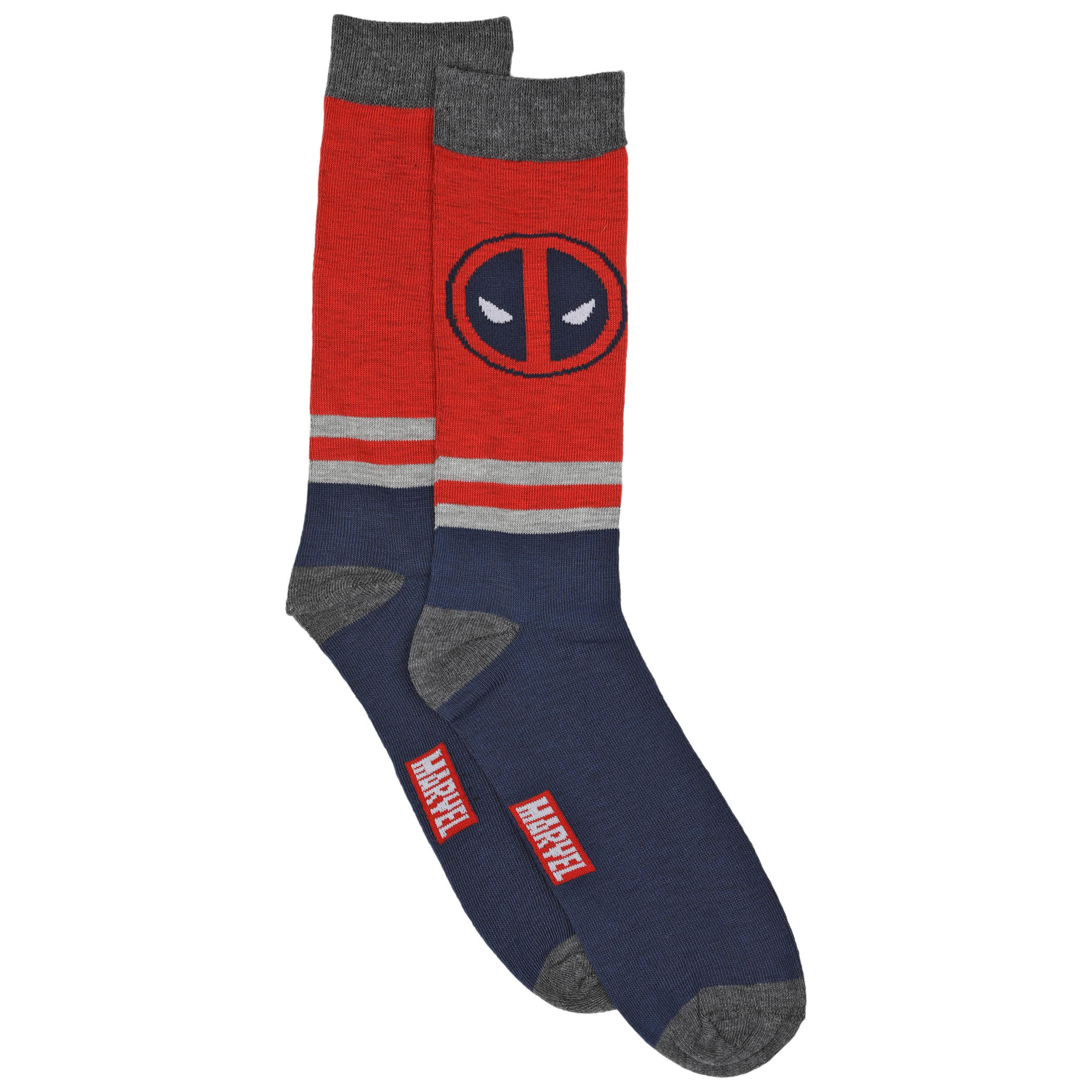 Deadpool Logos & Stripes 2-Pair Pack of Casual Crew Socks