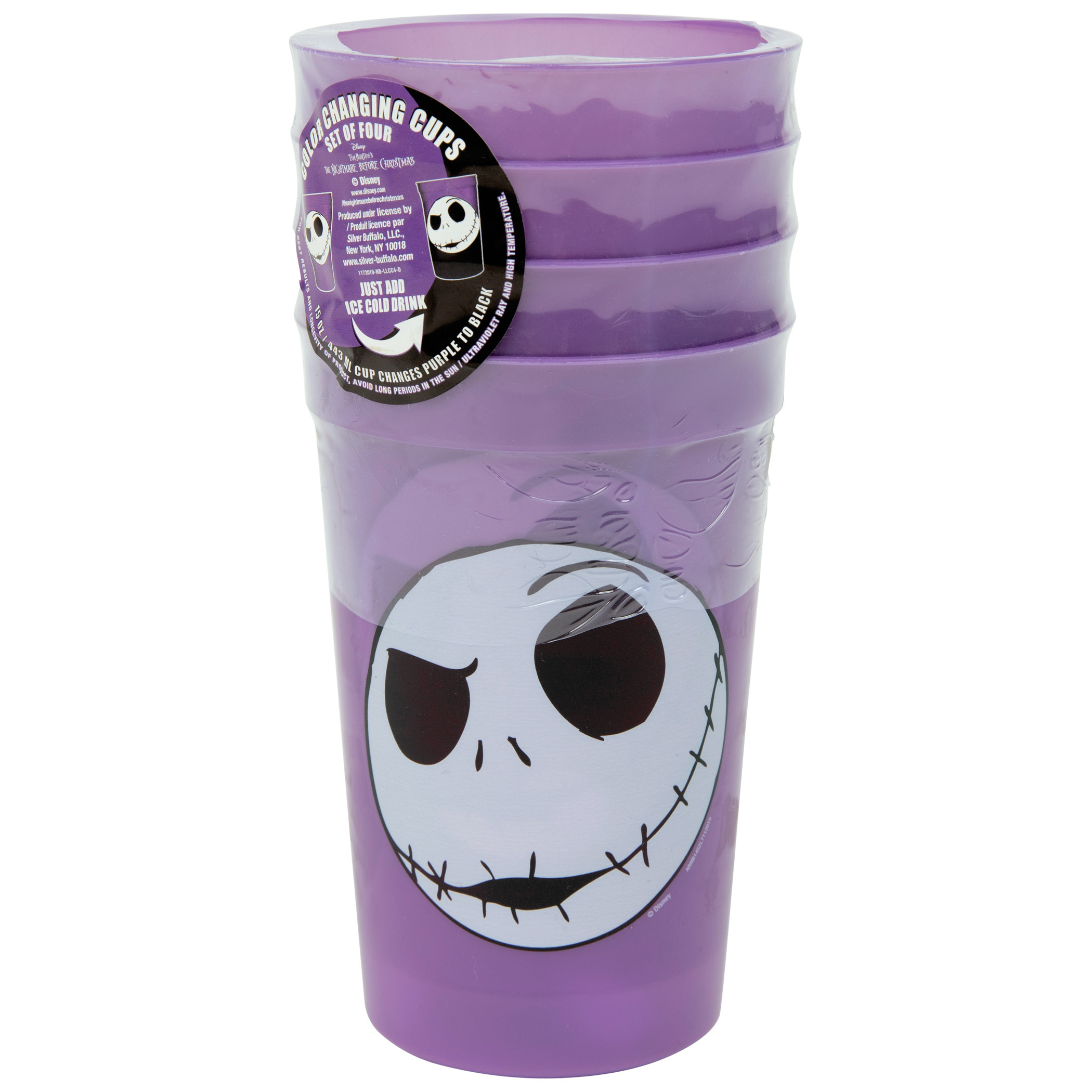 Nightmare Before Christmas Jack Face 4-Pack of 15oz Color Changing Cups