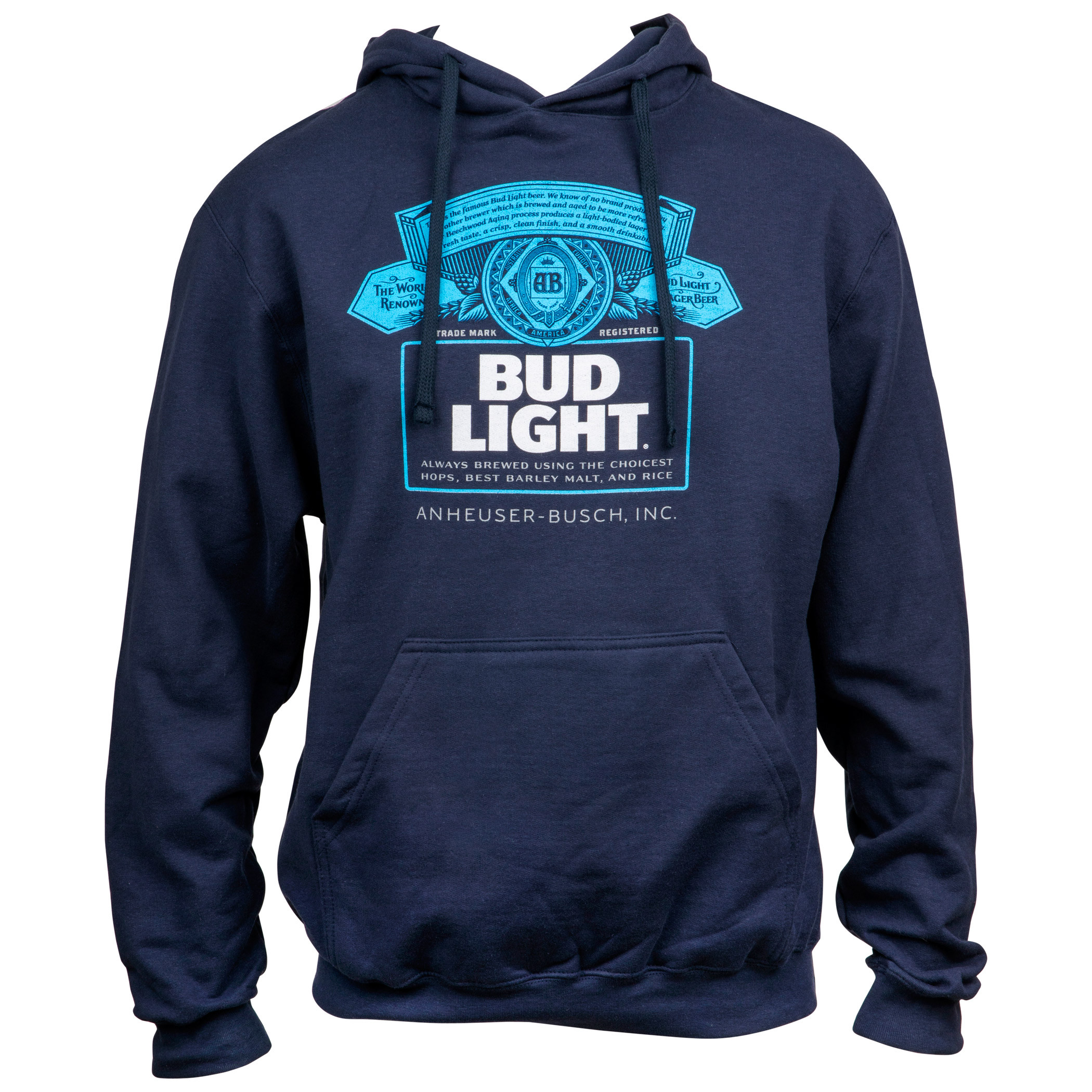 Bud Light Bottle Label Navy Blue Hoodie