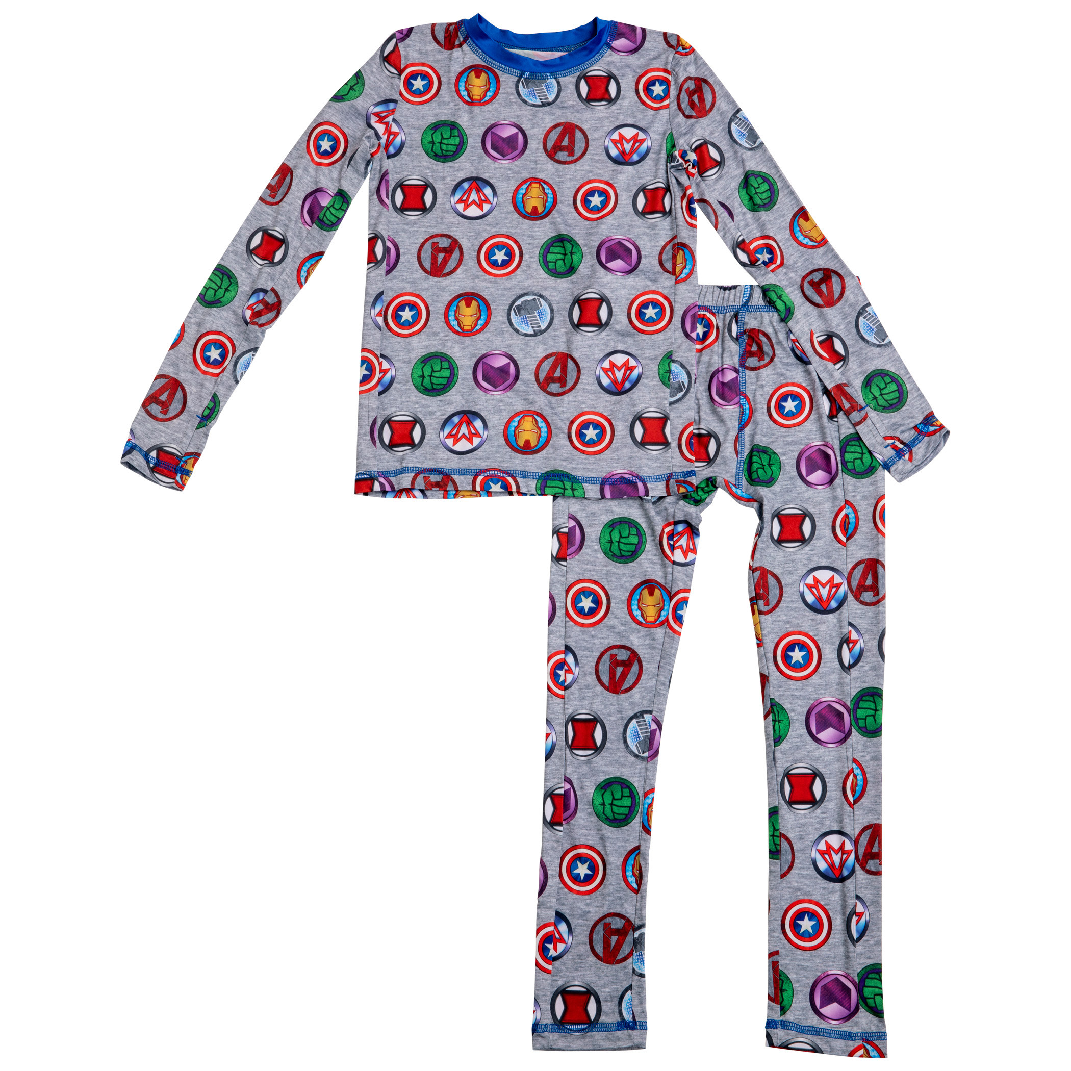 Marvel Avengers Hero Logos All Over Print Big Boys 2-Piece Pajama Set