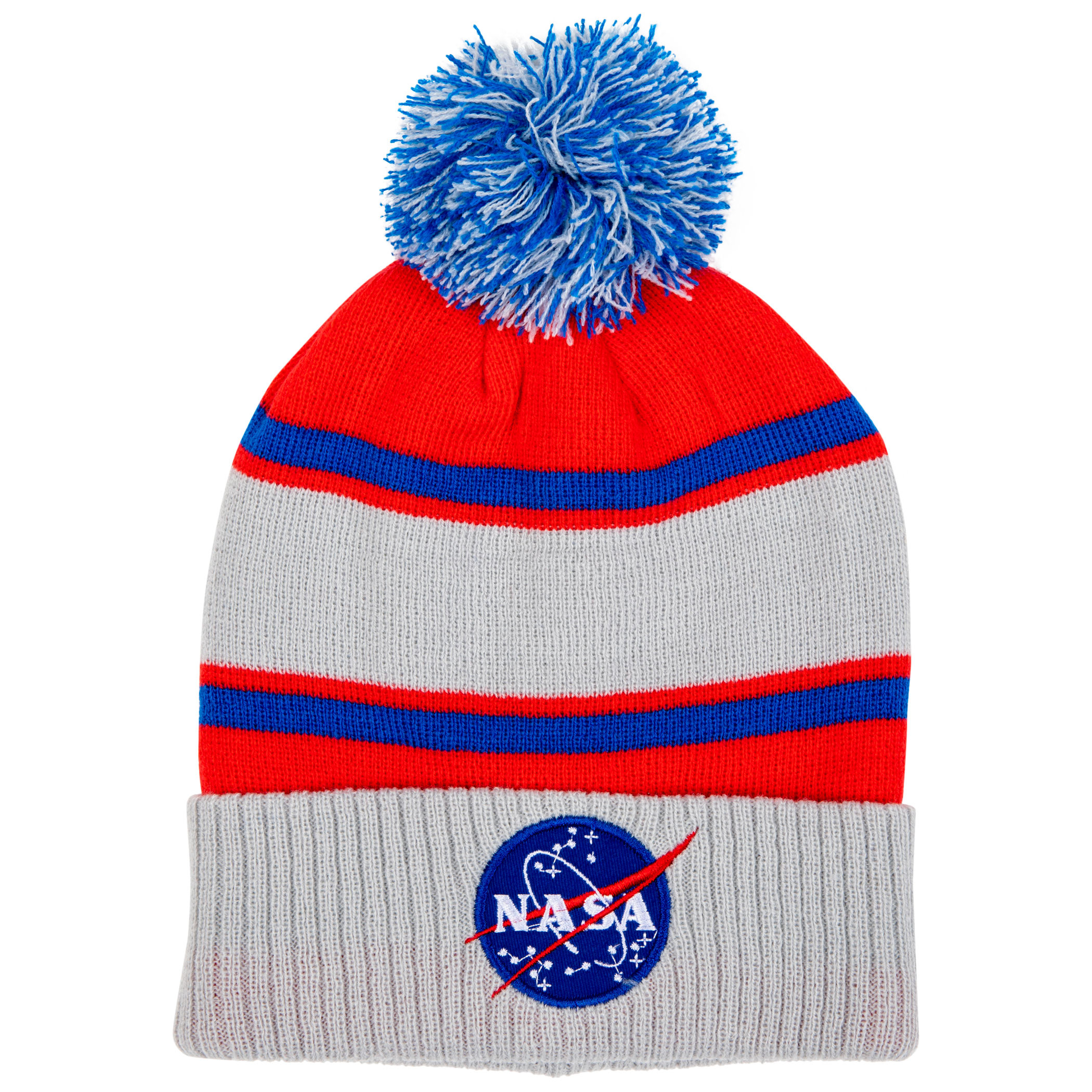 NASA Logo Cuff Pom Knit Beanie