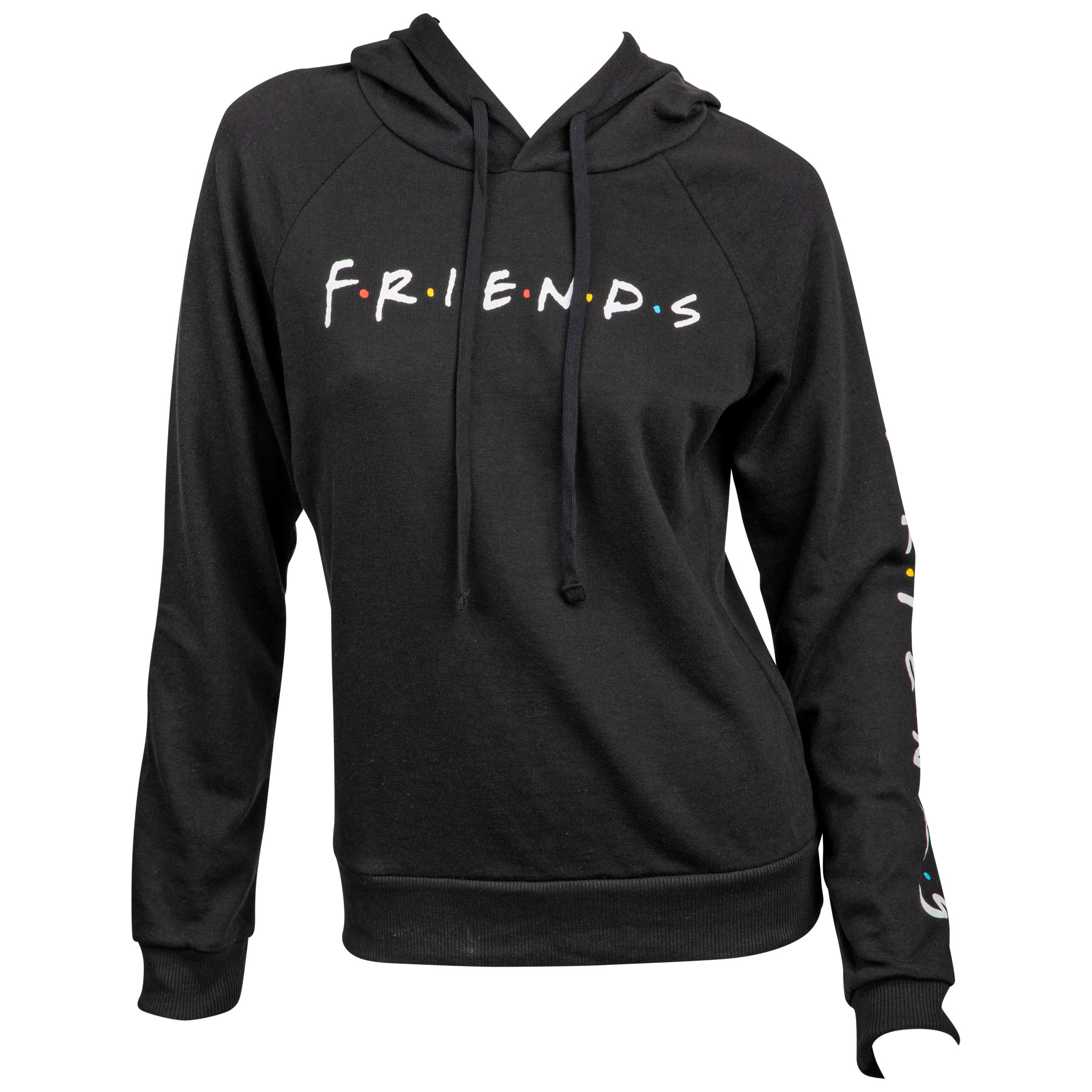 Friends TV Show Title Text with Sleeve Print Women's Fitted Hoodie