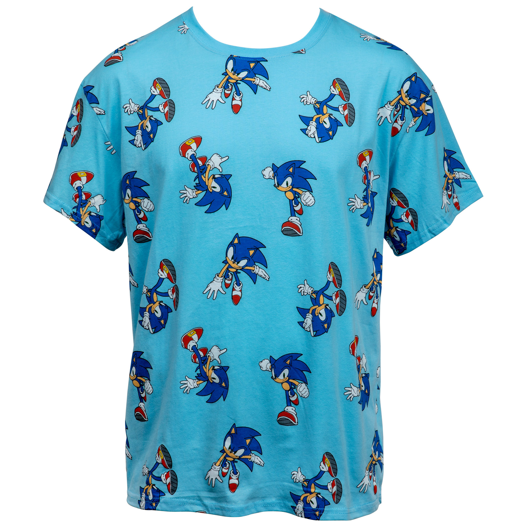 Sonic The Hedgehog All Over Retro Print T-Shirt