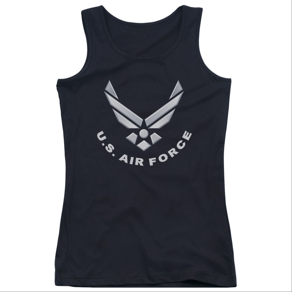 US Air Force Logo Black Juniors Tank Top