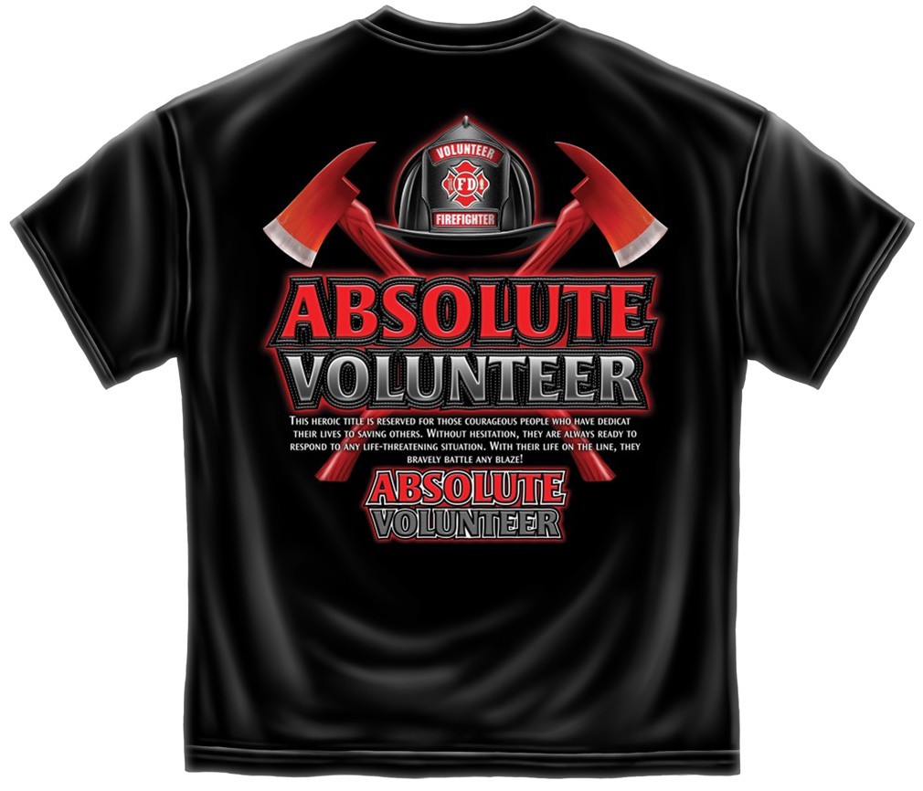 Absolute Volunteer Firefighter Patriotic TShirt - Black