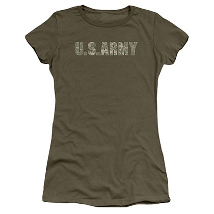 US Army Camo Logo Green Juniors T-Shirt