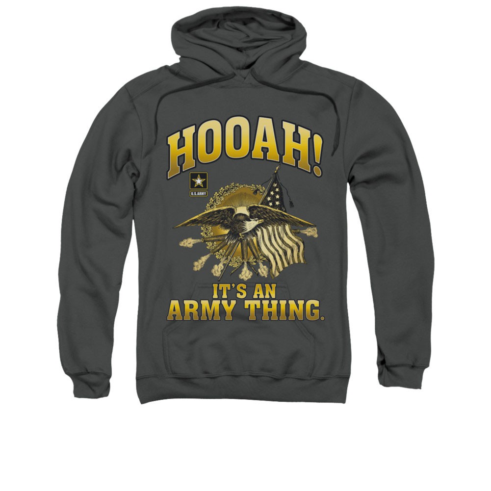 US Army Hooah Gray Pullover Hoodie