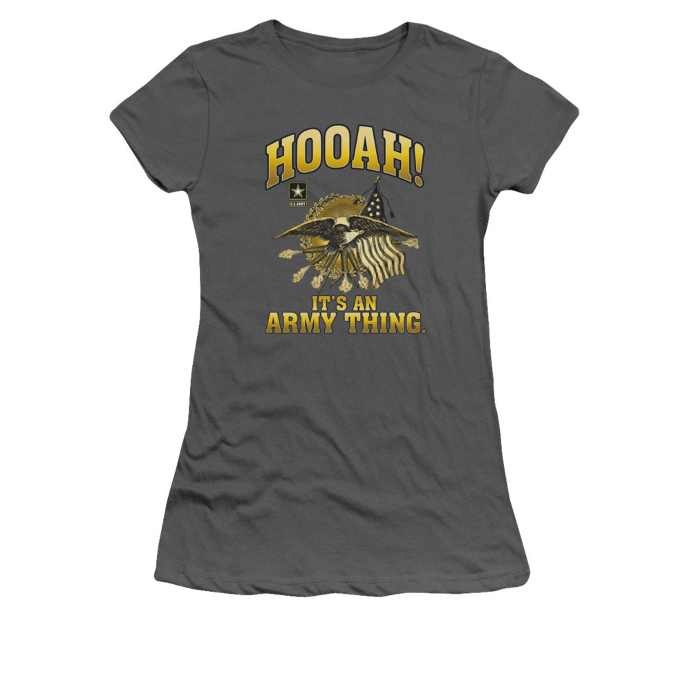 US Army Hooah Gray Juniors T-Shirt