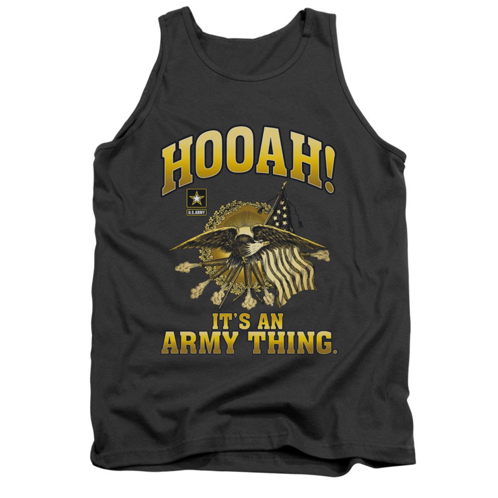 US Army Hooah Gray Mens Tank Top
