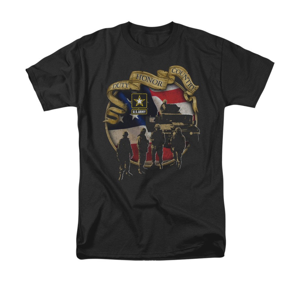 US Army Duty Honor Country Black T-Shirt
