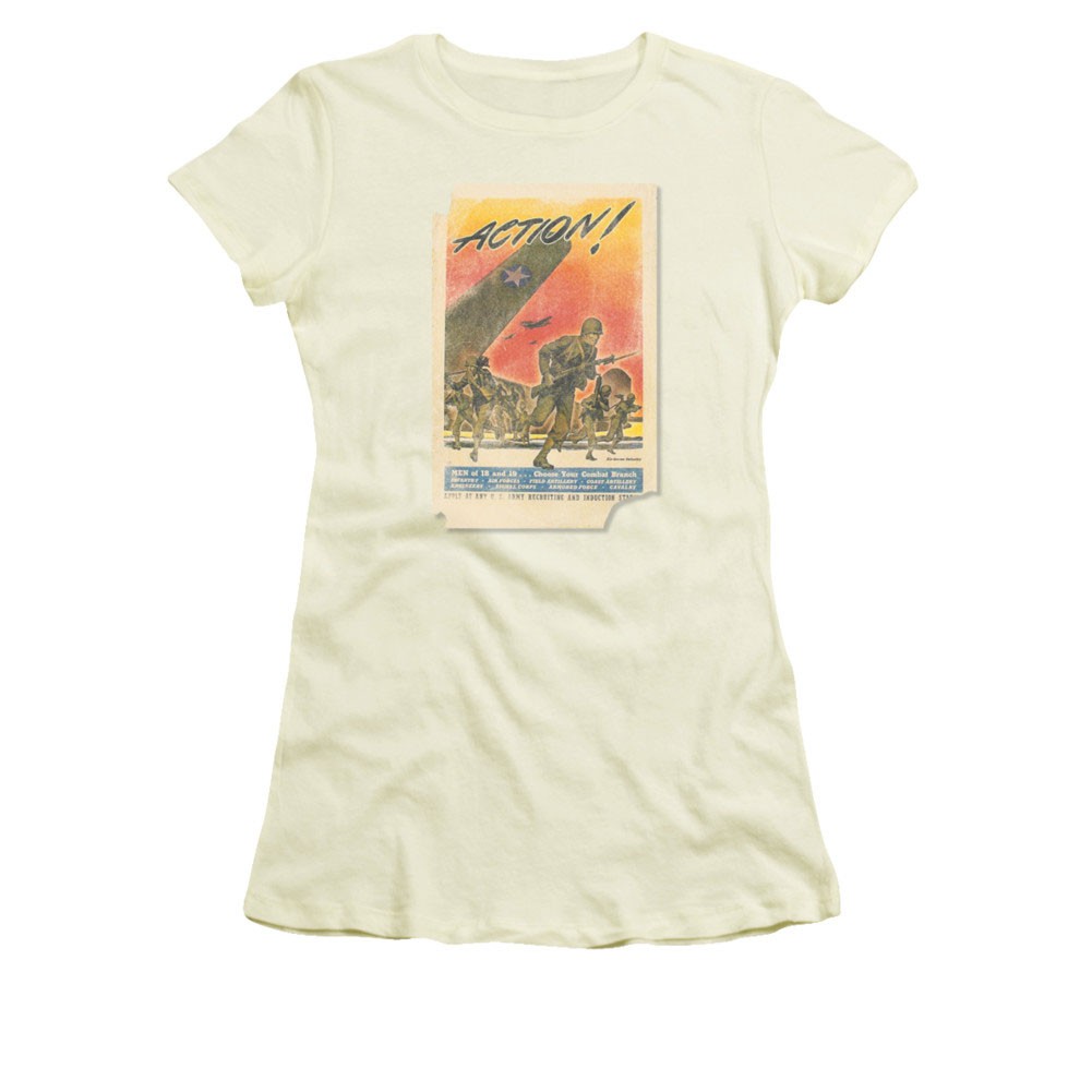 US Army Action Poster Off White Juniors T-Shirt