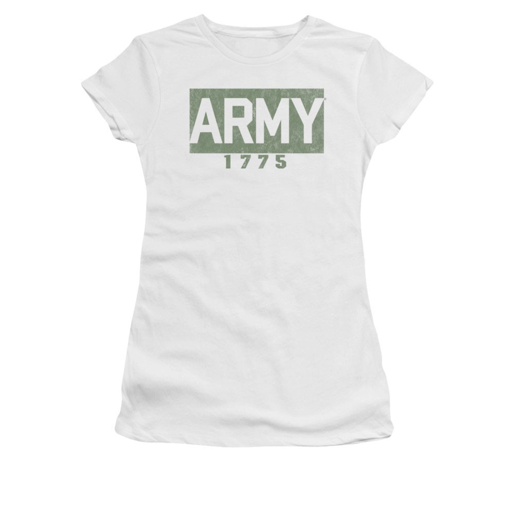 US Army 1775 Block Logo White Juniors T-Shirt