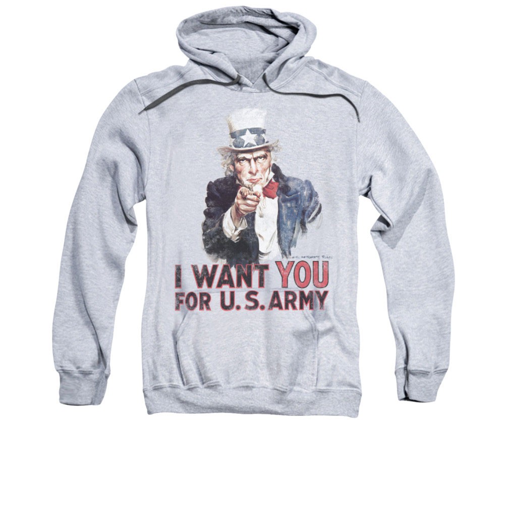 US Army I Want You Gray Pullover Hoodie