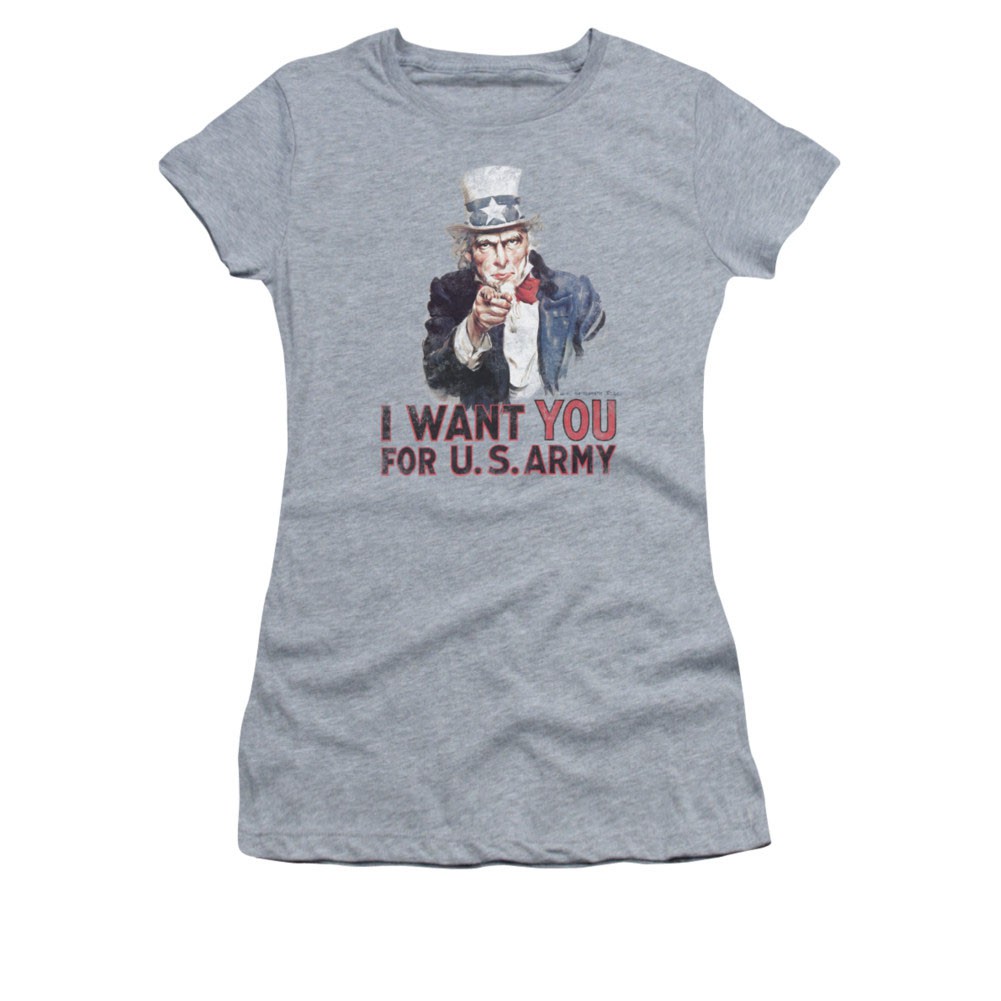 US Army I Want You Gray Juniors T-Shirt