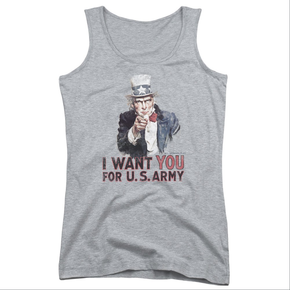 US Army I Want You Gray Juniors Tank Top