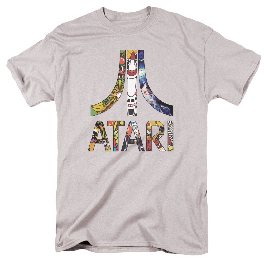 Atari Classic Cover Art Logo Men's Grey T-Shirt