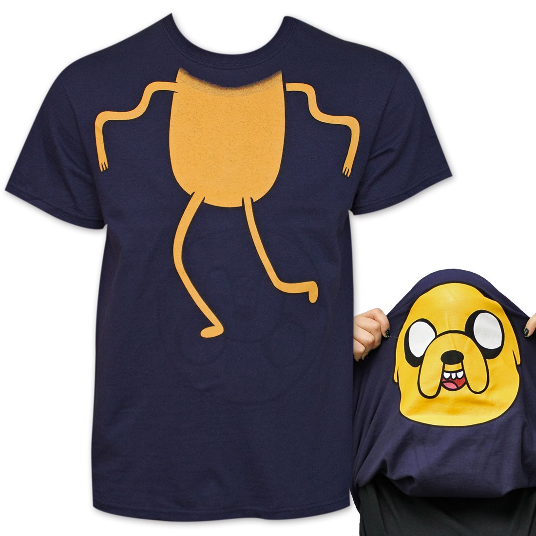 Adventure Time Jake Flip-Up Reversible TShirt - Blue. 