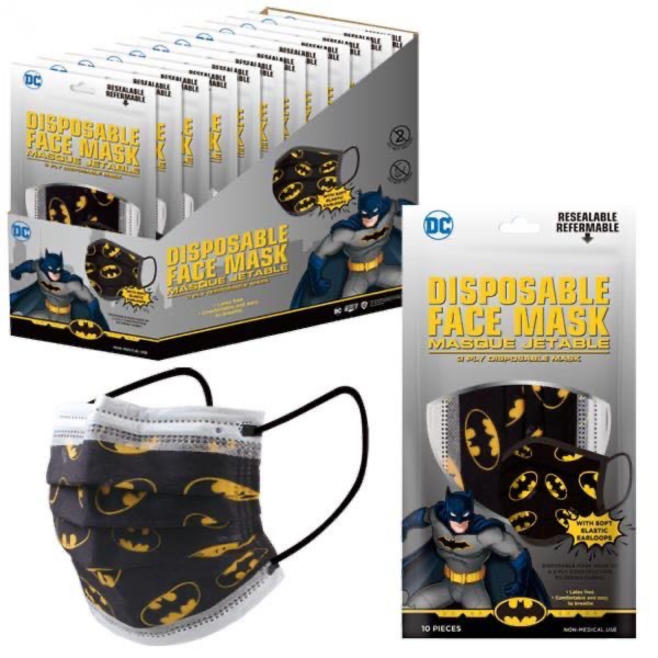 Batman Symbol All Over 10-Pack of Disposable Youth Face Masks