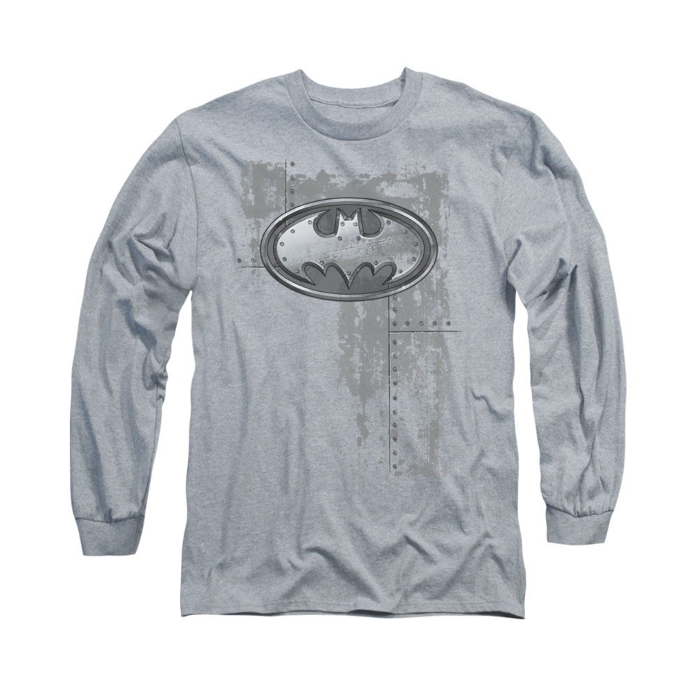 Batman Rivited Metal Gray Long Sleeve T-Shirt